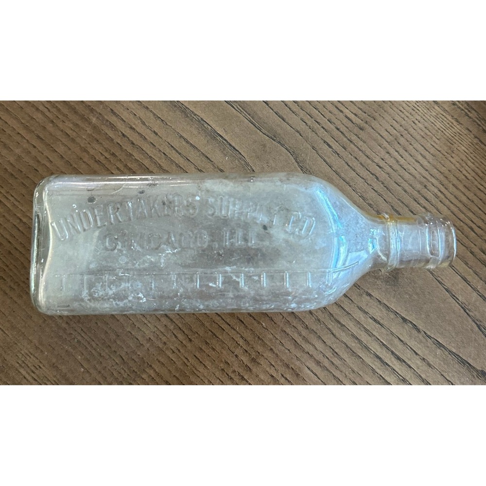 Vintage Undertakers Supply Co Chicago Embalming Fluid Glass Bottle Macabre Decor